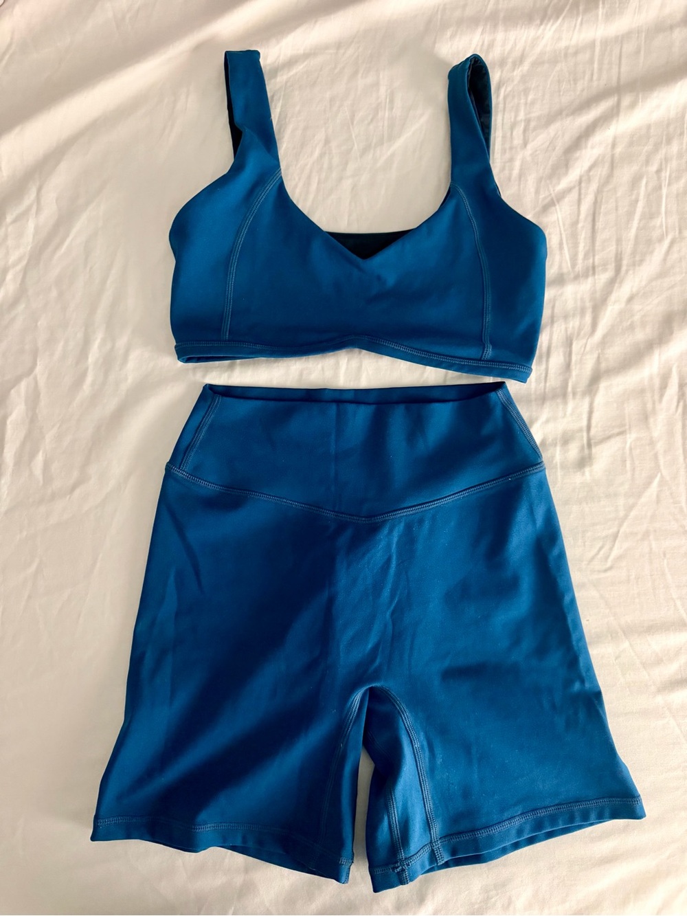 Liaison the label teal blue athletic short bra  set medium small